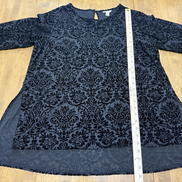 Cato top womens 14/16 black floral velvet burnout whimsigoth witchy gothic tunic - Picture 8 of 11